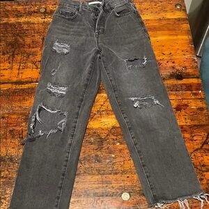 PacSun high rise straight Distressed Gray Jeans